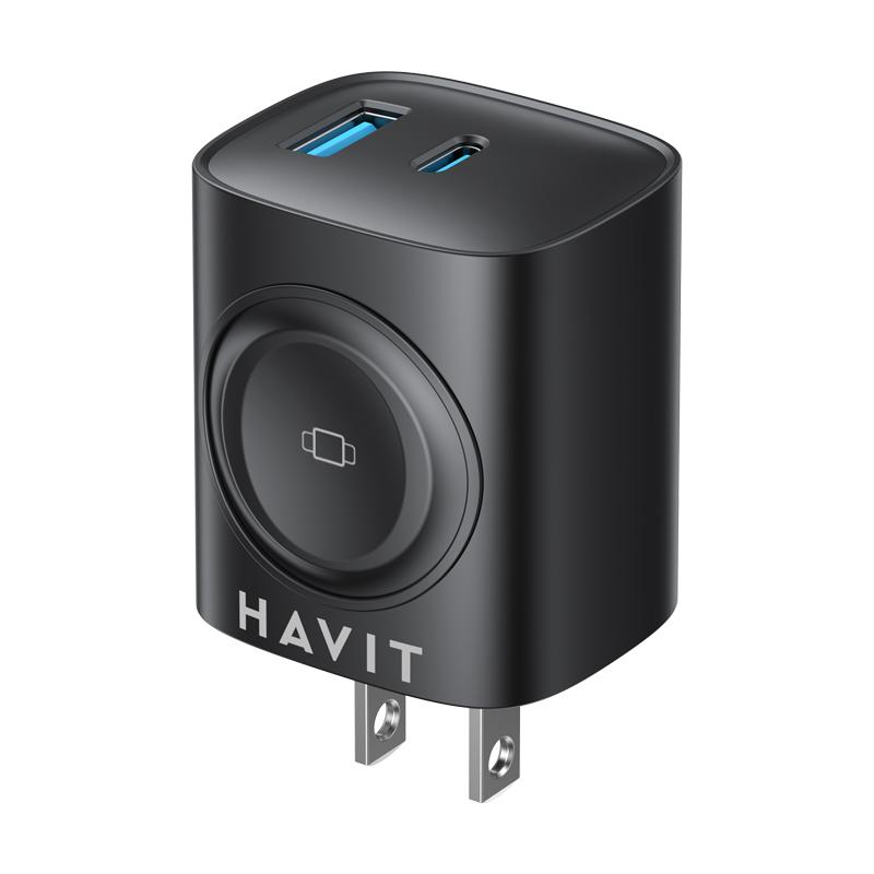 Cargador Havit 110V a Tipo C+USB+ carga Inalámbrica UC132