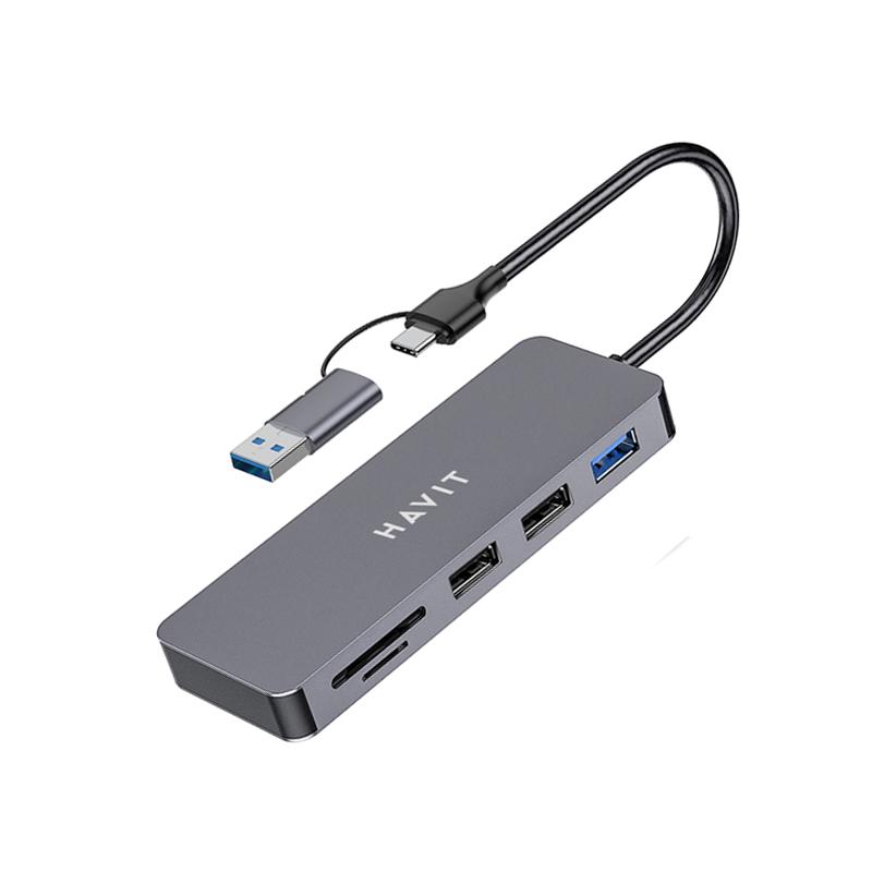 Hub Havit Tipo C+ USB H41 + Lector de Tarjetas