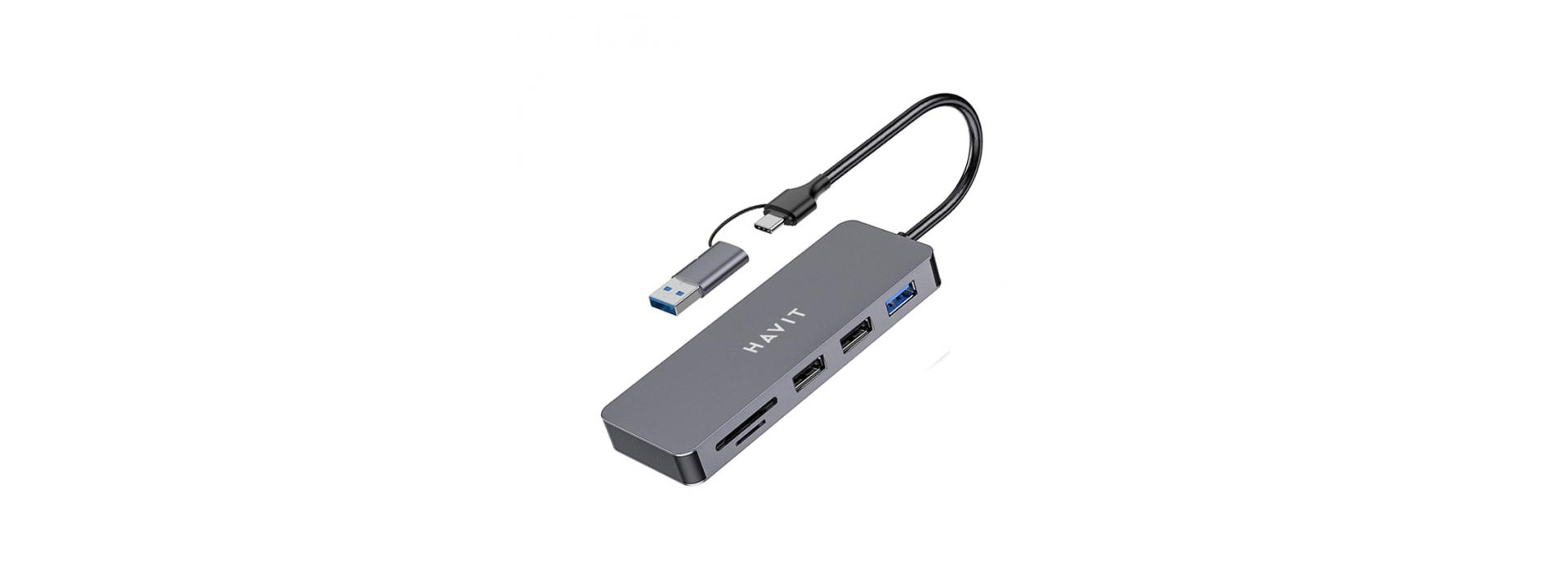 Hub Havit Tipo C+ USB H41 +...