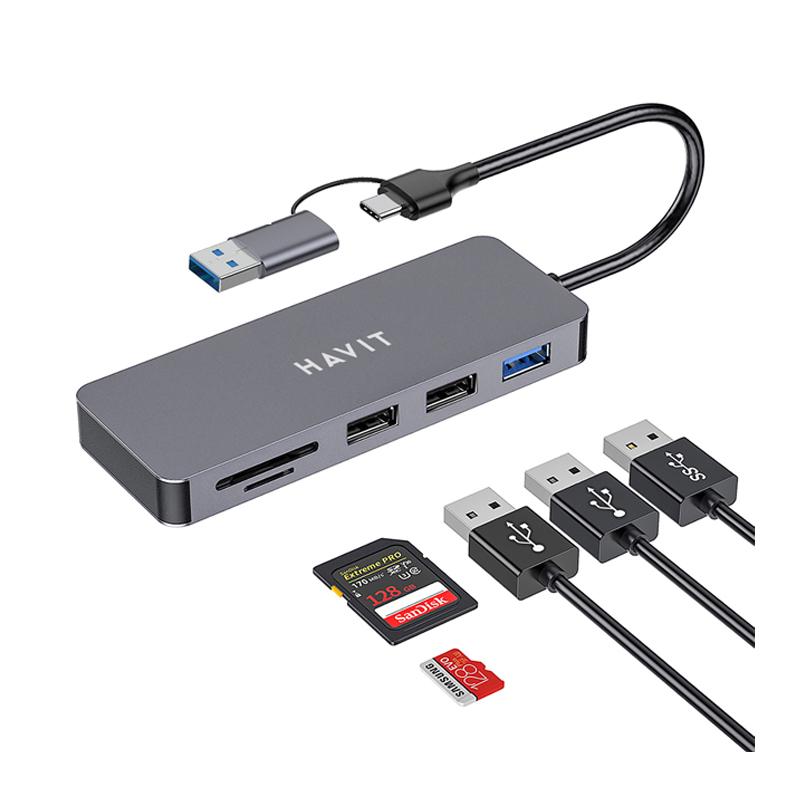 Hub Havit Tipo C+ USB H41 + Lector de Tarjetas