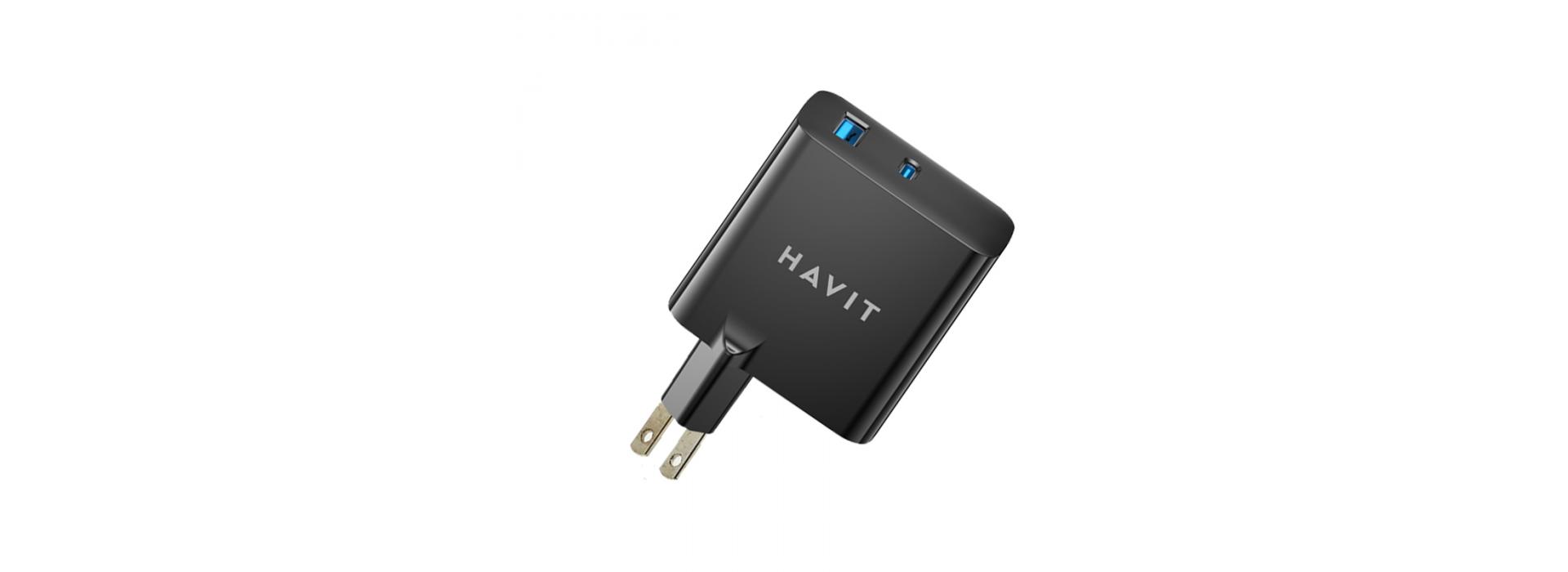 Cargador Havit 110V a Tipo C+USB+ carga Inalámbrica UC45W
